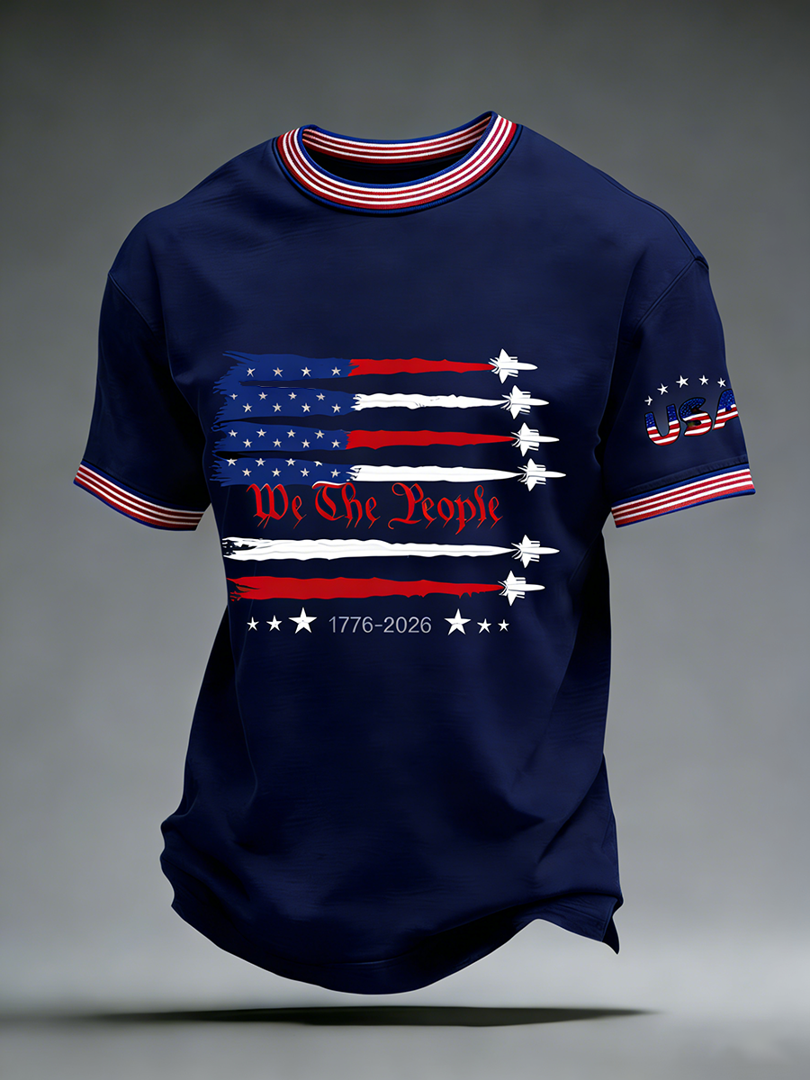 Men's USA 1776-2026 Print Casual T-Shirt