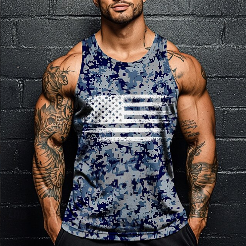 Men's Veterans Print Casual Vest