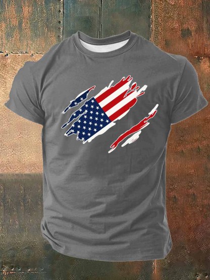 US Flag Printed Cotton T-Shirt