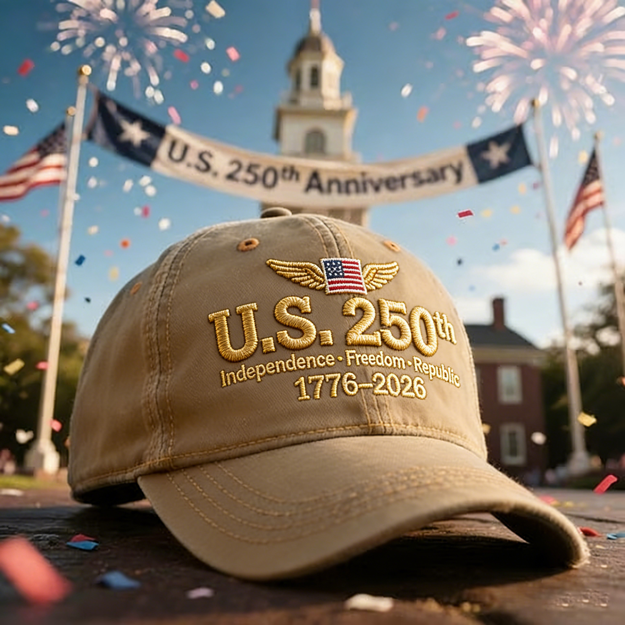 Unisex Casual Hat With A 250th Anniversary Of The United States Commemorative Print
