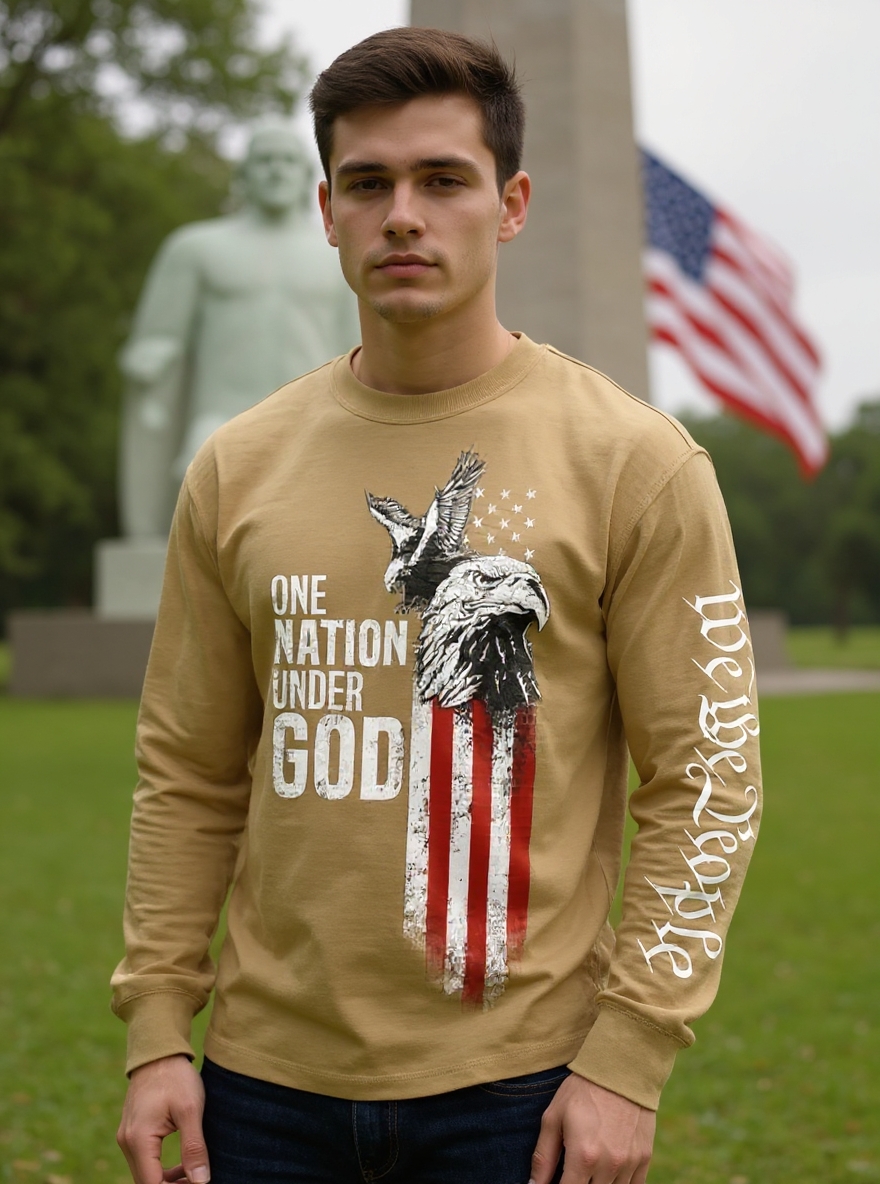 Men's Retro Faith Printed Casual Long-Sleeved Top