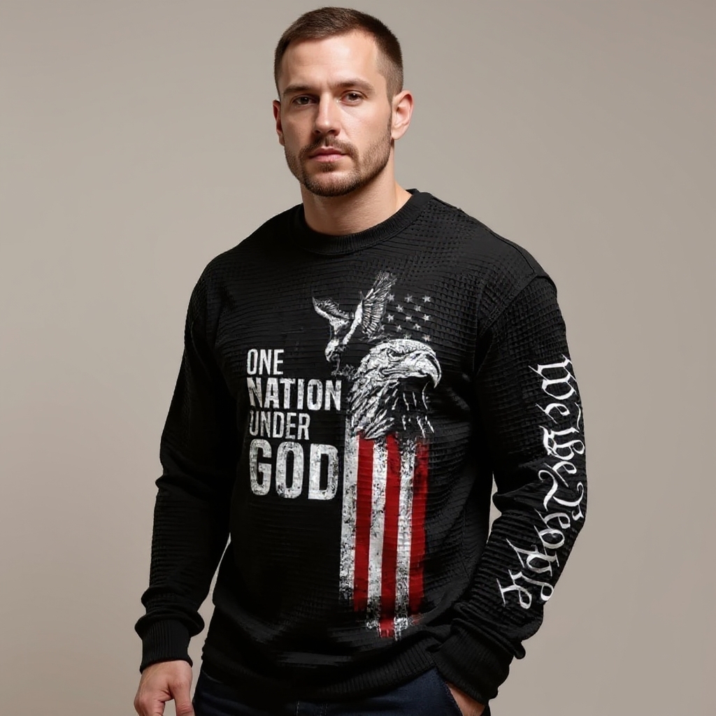 Men's Retro Faith Printed Casual Long-Sleeved Top