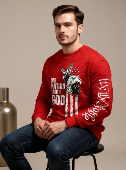 Men's Retro Faith Printed Casual Long-Sleeved Top