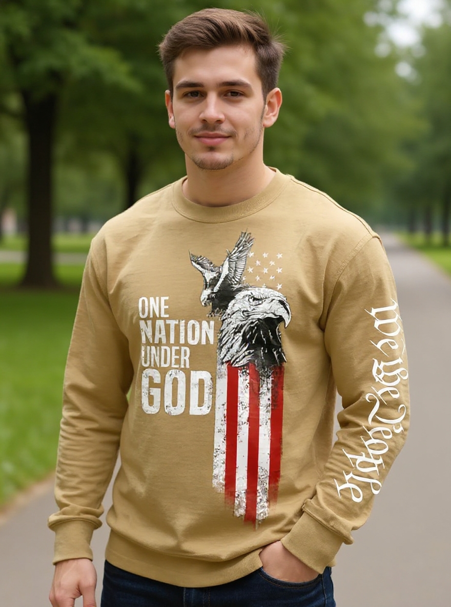 Men's Retro Faith Printed Casual Long-Sleeved Top