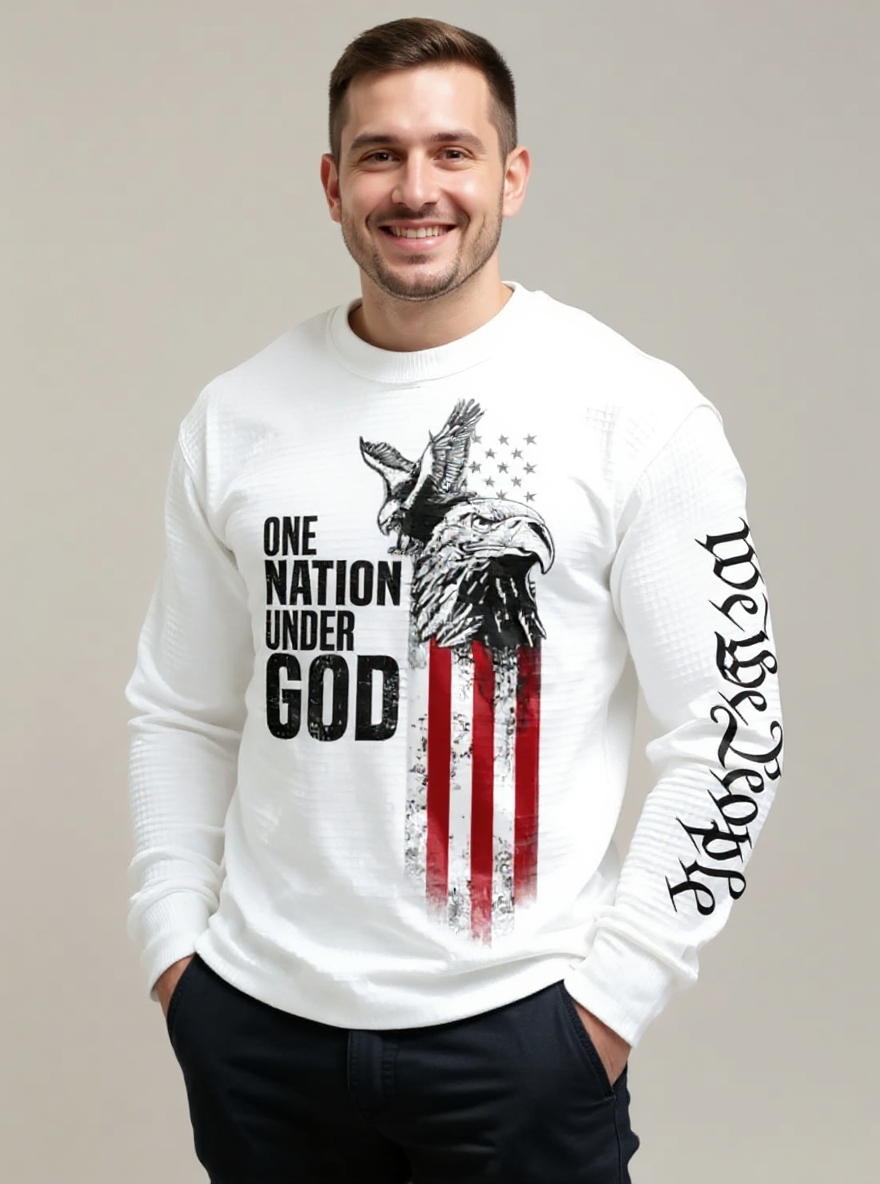 Men's Retro Faith Printed Casual Long-Sleeved Top