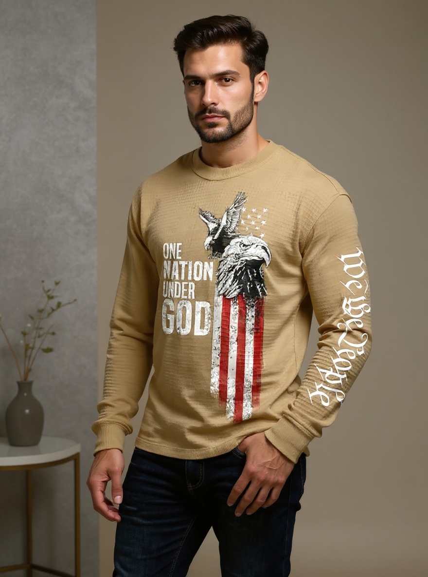 Men's Retro Faith Printed Casual Long-Sleeved Top