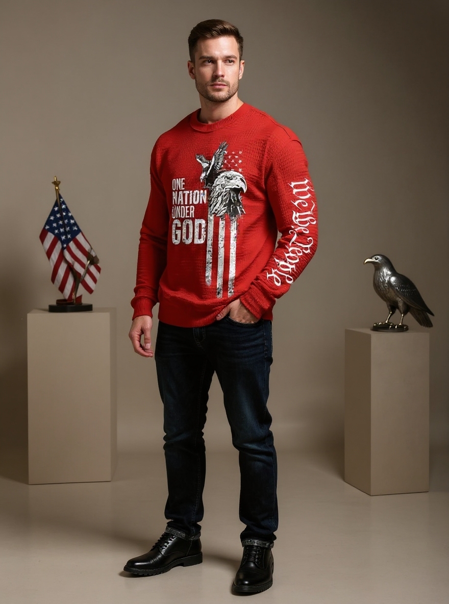 Men's Retro Faith Printed Casual Long-Sleeved Top