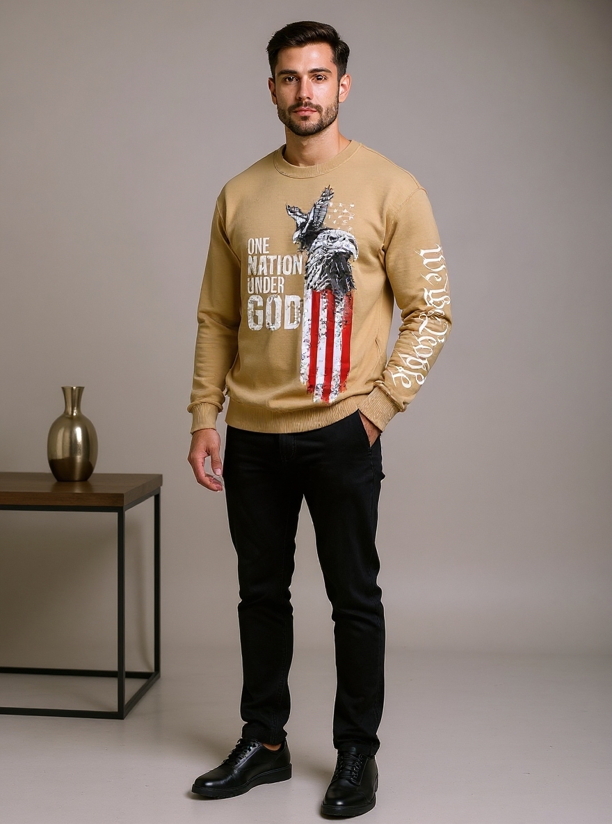 Men's Retro Faith Printed Casual Long-Sleeved Top
