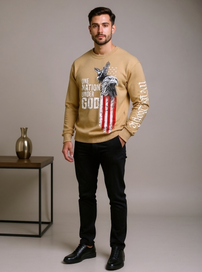 Men's Retro Faith Printed Casual Long-Sleeved Top