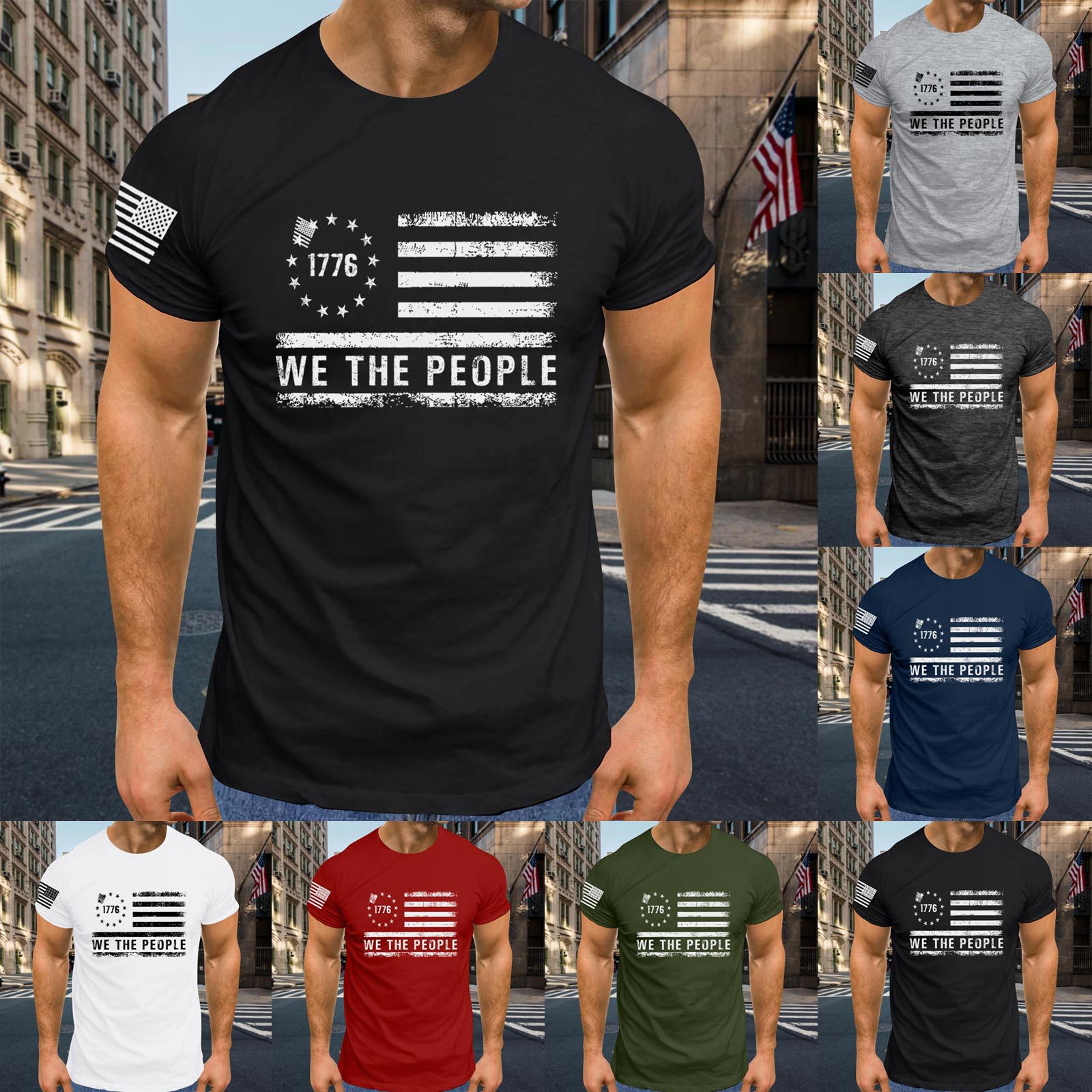 Men's Crew Neck Quick-Dry T-Shirt Commemorating the 250th Anniversary of the Founding of the United States!