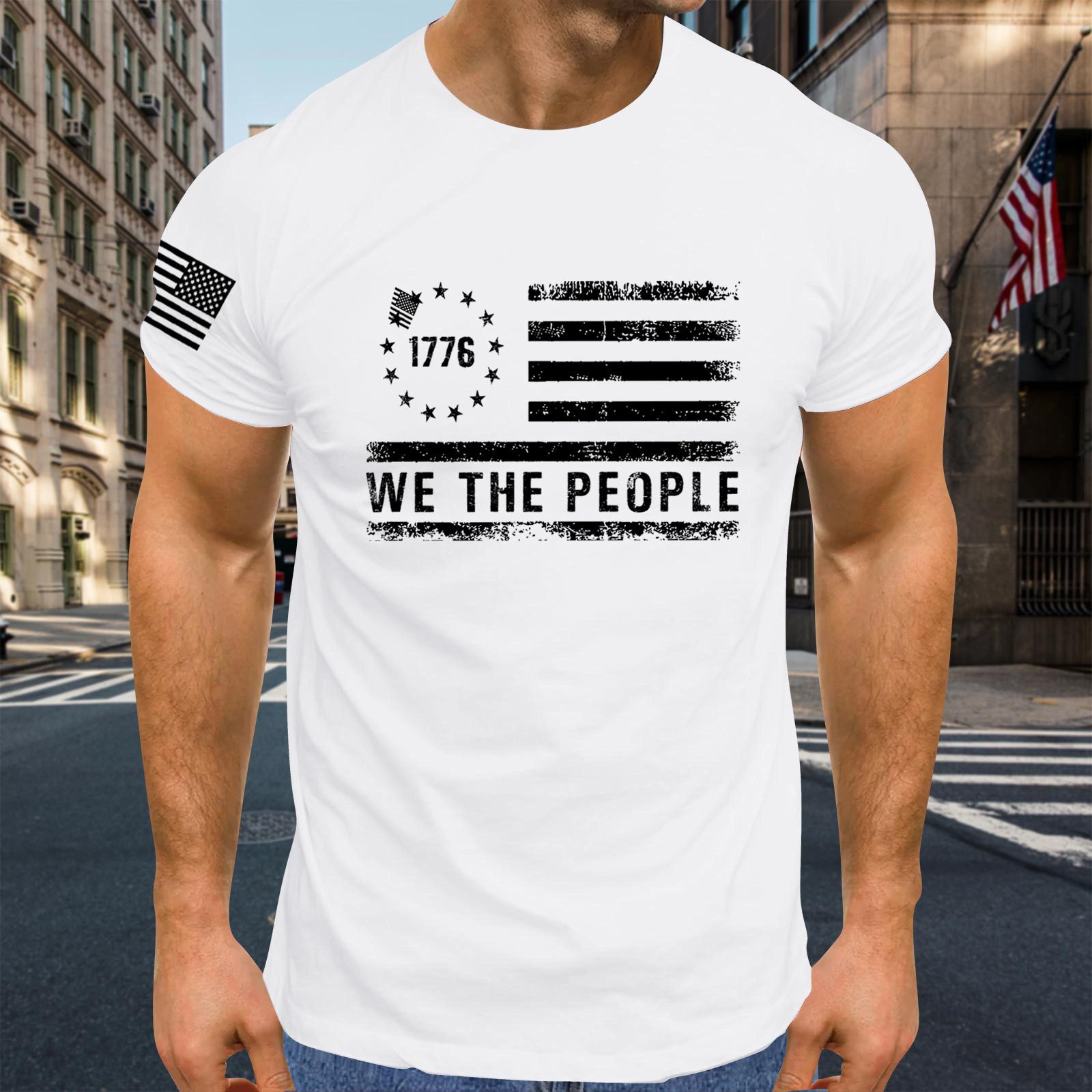 Men's Crew Neck Quick-Dry T-Shirt Commemorating the 250th Anniversary of the Founding of the United States!