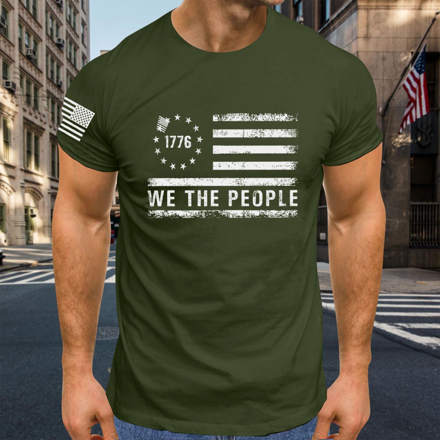 Men's Crew Neck Quick-Dry T-Shirt Commemorating the 250th Anniversary of the Founding of the United States!