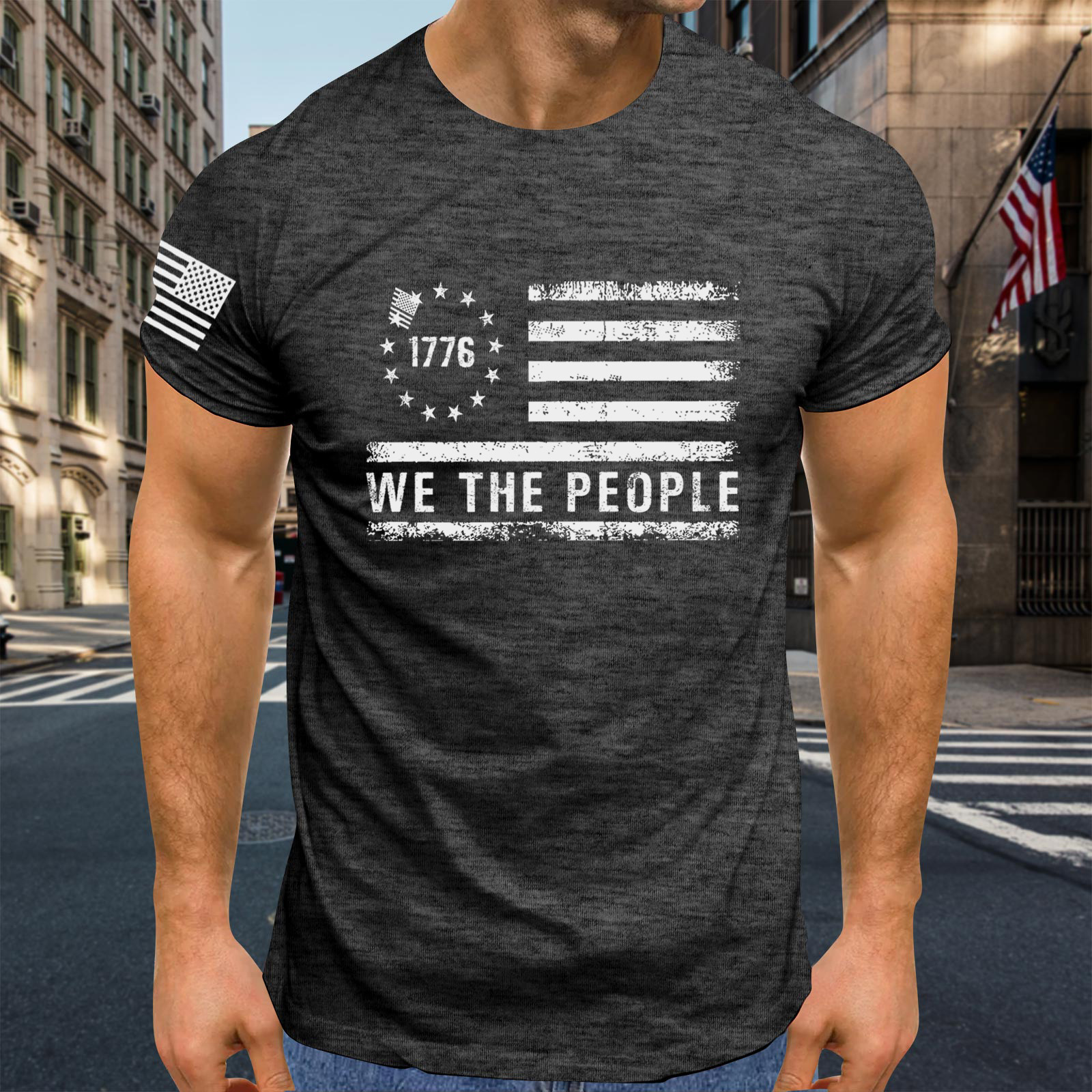 Men's Crew Neck Quick-Dry T-Shirt Commemorating the 250th Anniversary of the Founding of the United States!