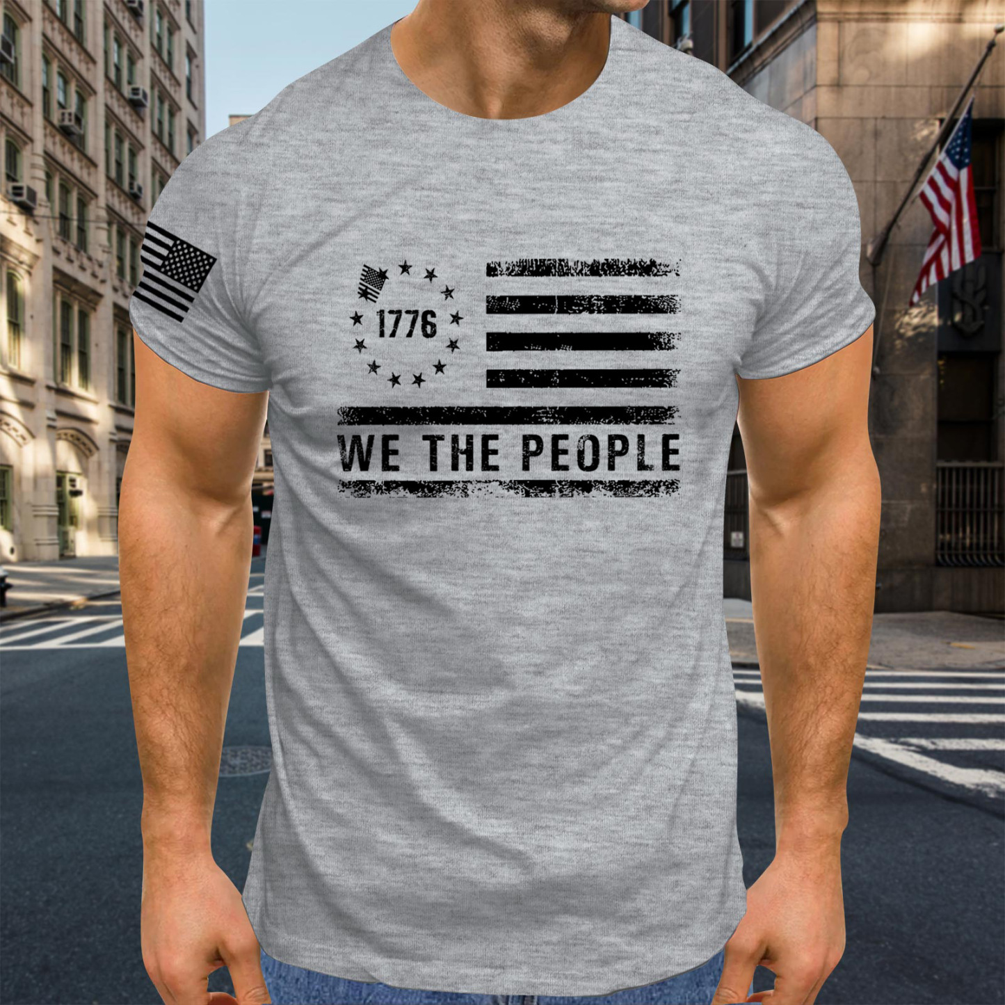 Men's Crew Neck Quick-Dry T-Shirt Commemorating the 250th Anniversary of the Founding of the United States!