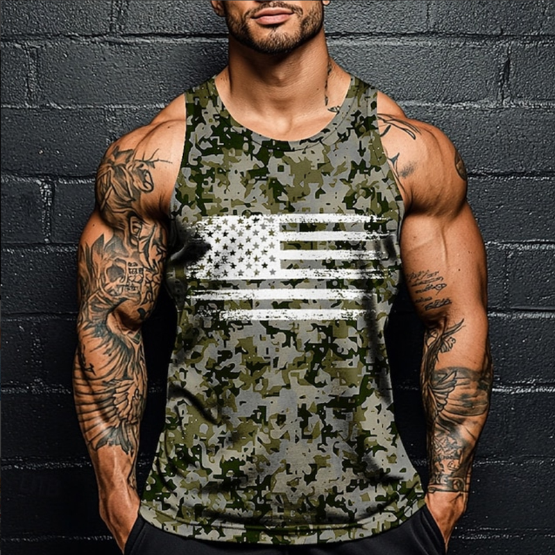 Men's Veterans Print Casual Vest
