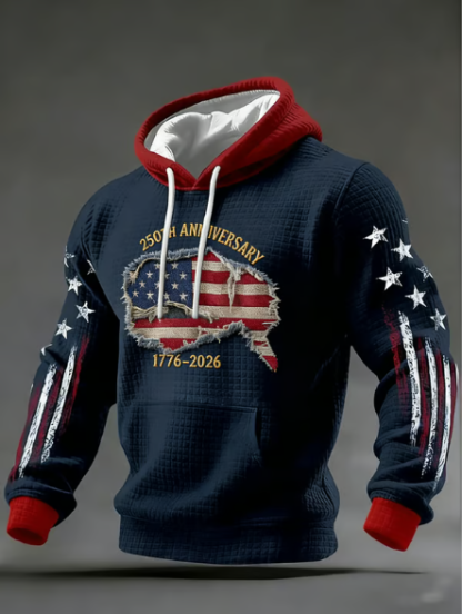 Men’s 250th Anniversary Patriotic Hoodie – USA Flag Graphic Pullover (1776–2026)