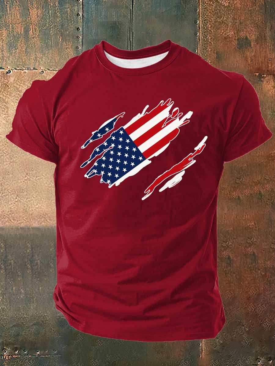 US Flag Printed Cotton T-Shirt