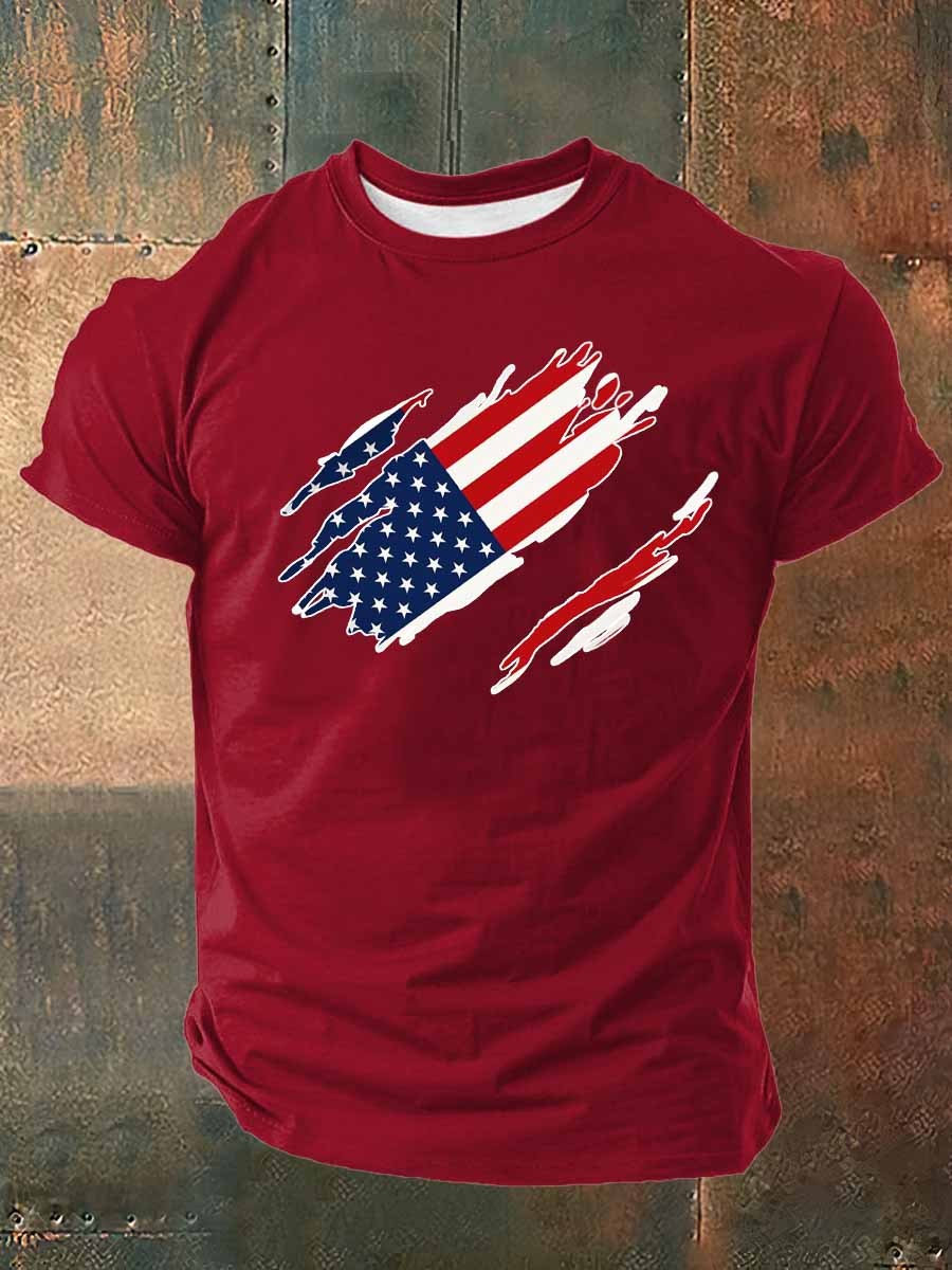 US Flag Printed Cotton T-Shirt