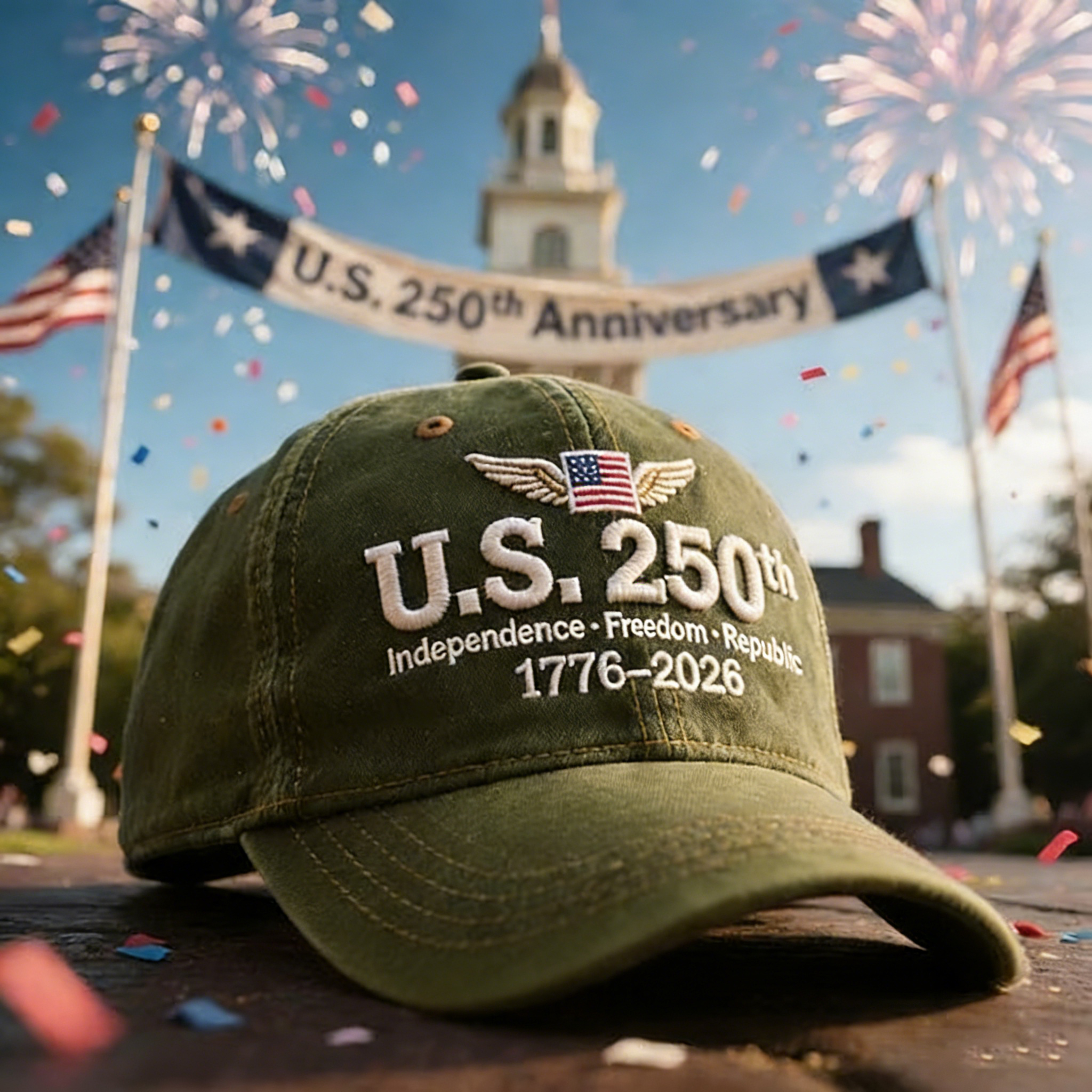 Unisex Casual Hat With A 250th Anniversary Of The United States Commemorative Print