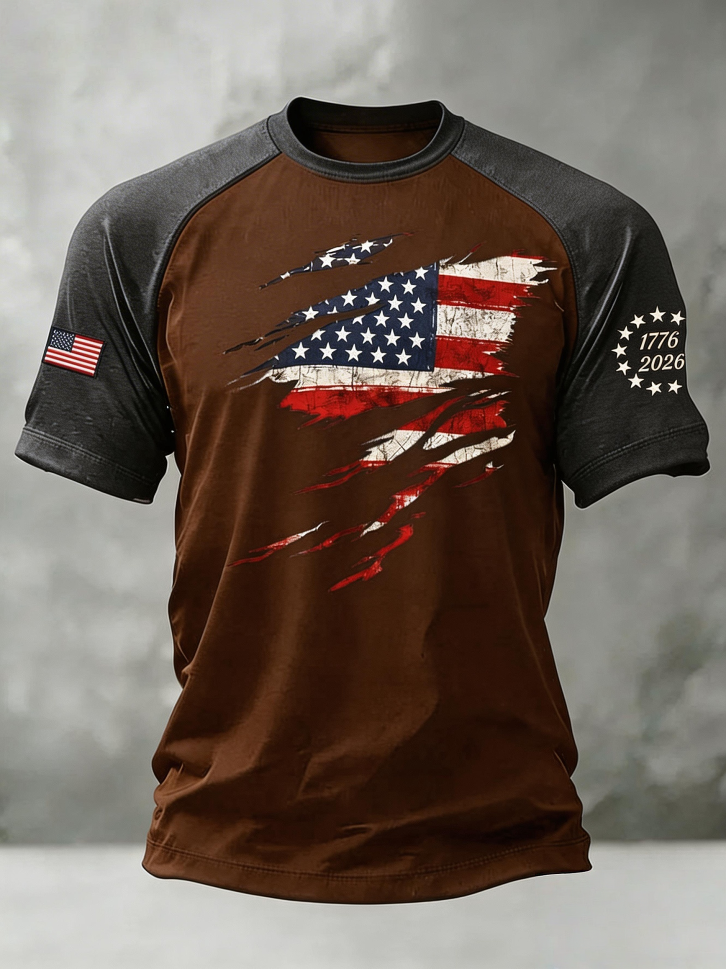 Men'S USA Flag Casual Short-Sleeved Crew Neck T-Shirt
