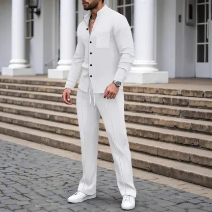 📢40% OFF!⏰Men’s Casual Waffle Shirt Pants 2-Piece Set🔥