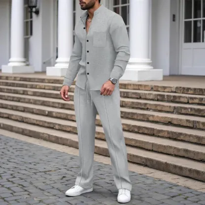📢40% OFF!⏰Men’s Casual Waffle Shirt Pants 2-Piece Set🔥