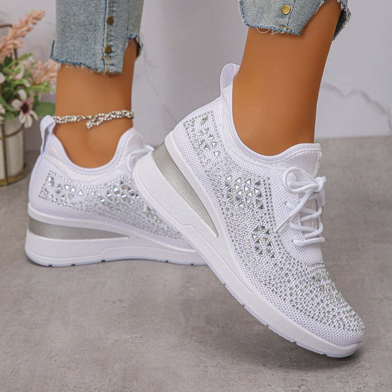 🌸👟Rhinestones-Embellished Breathable Mesh Sneakers（49% OFF）