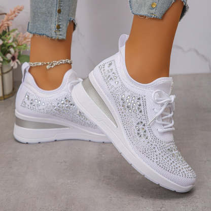🌸👟Rhinestones-Embellished Breathable Mesh Sneakers（49% OFF）