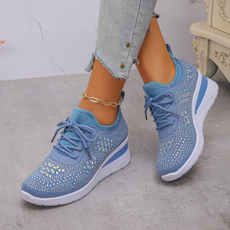 🌸👟Rhinestones-Embellished Breathable Mesh Sneakers（49% OFF）