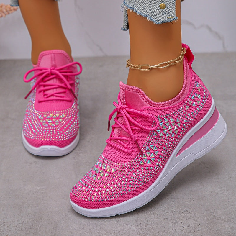 🌸👟Rhinestones-Embellished Breathable Mesh Sneakers（49% OFF）