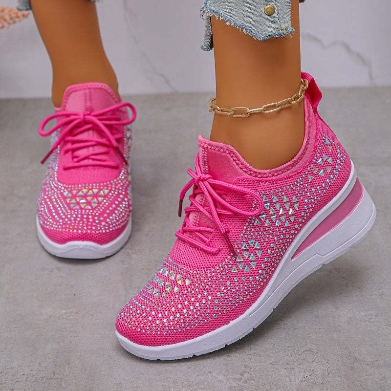 🌸👟Rhinestones-Embellished Breathable Mesh Sneakers（49% OFF）