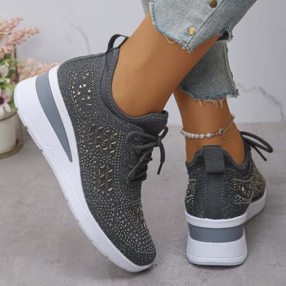 🌸👟Rhinestones-Embellished Breathable Mesh Sneakers（49% OFF）