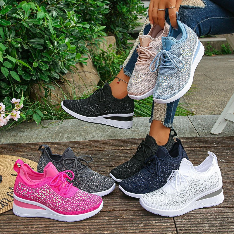 🌸👟Rhinestones-Embellished Breathable Mesh Sneakers（49% OFF）