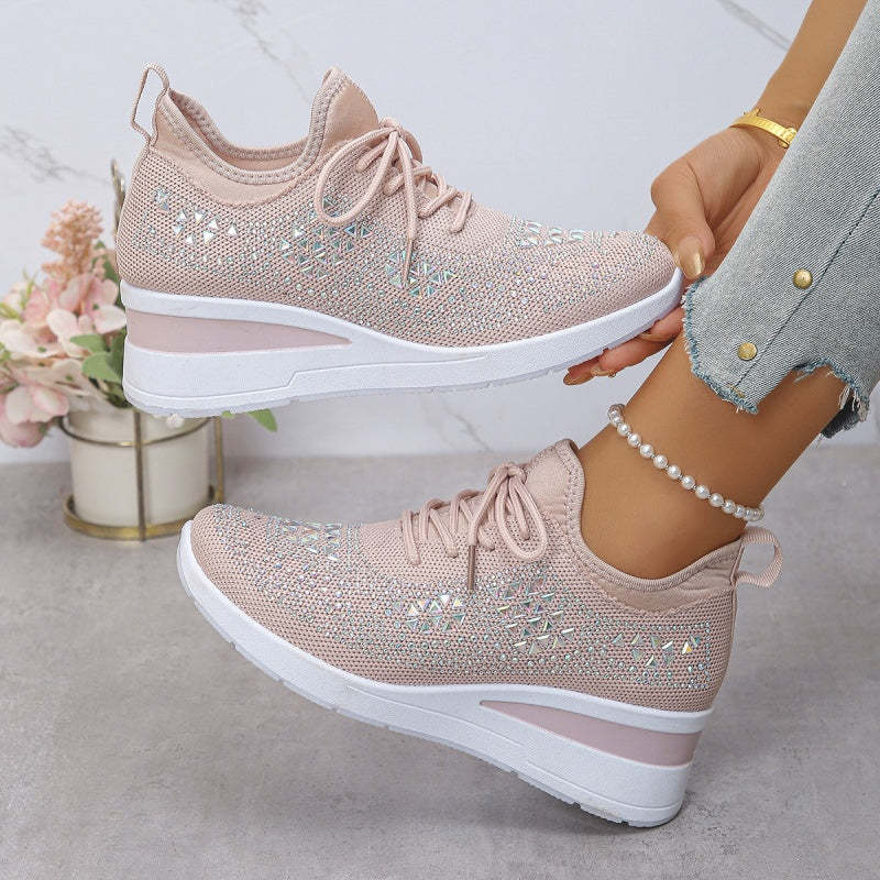 🌸👟Rhinestones-Embellished Breathable Mesh Sneakers（49% OFF）