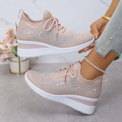 🌸👟Rhinestones-Embellished Breathable Mesh Sneakers（49% OFF）