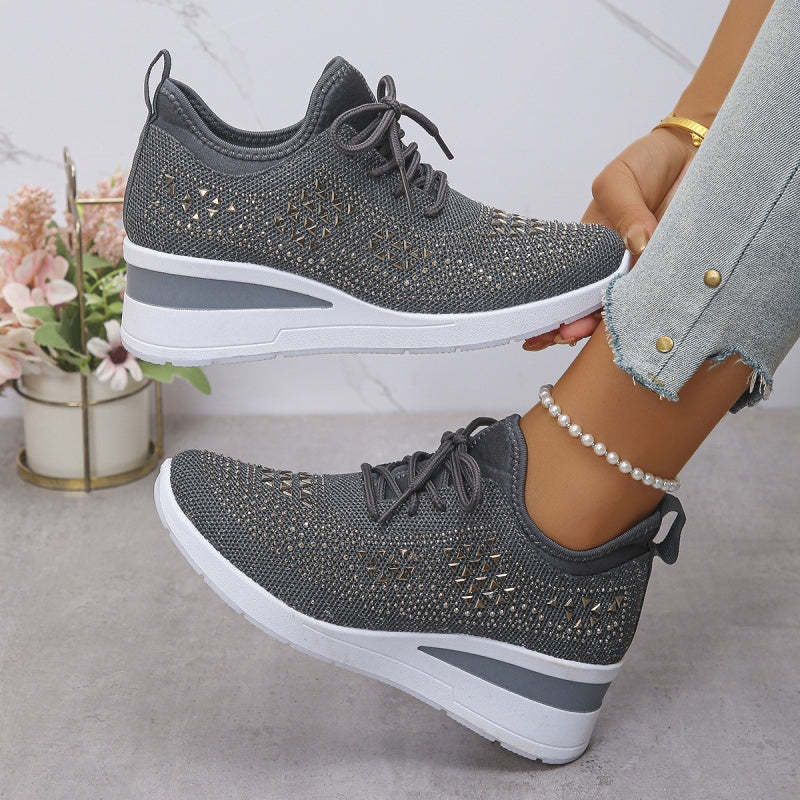 🌸👟Rhinestones-Embellished Breathable Mesh Sneakers（49% OFF）