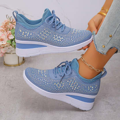 🌸👟Rhinestones-Embellished Breathable Mesh Sneakers（49% OFF）