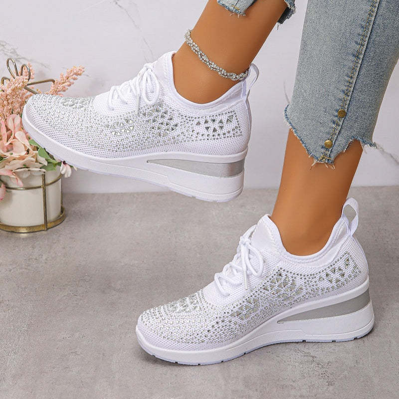 🌸👟Rhinestones-Embellished Breathable Mesh Sneakers（49% OFF）