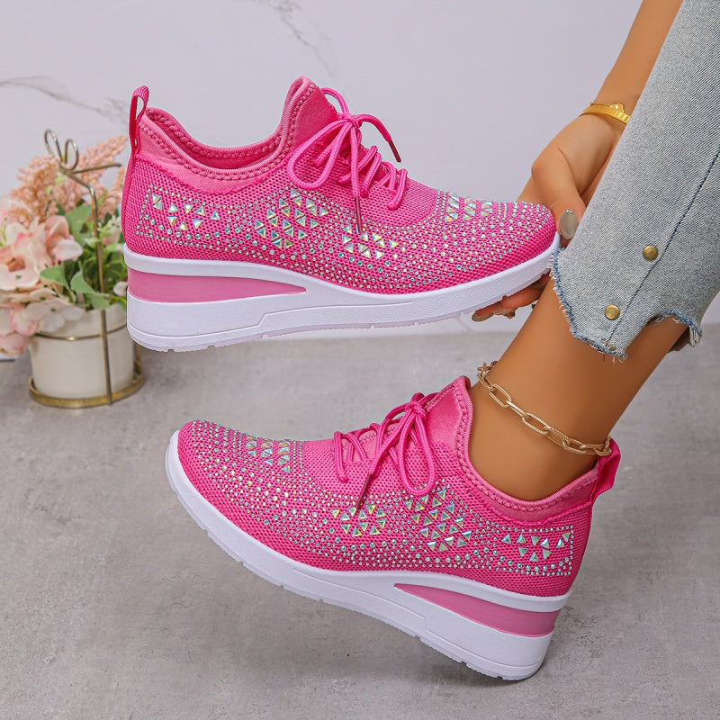 🌸👟Rhinestones-Embellished Breathable Mesh Sneakers（49% OFF）