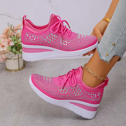 🌸👟Rhinestones-Embellished Breathable Mesh Sneakers（49% OFF）