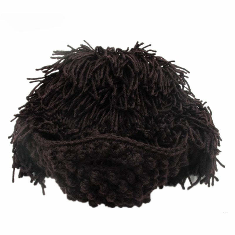 📢📢50%  OFF !! ⏰Punk-style hat with an attached simple wig and knitted beard