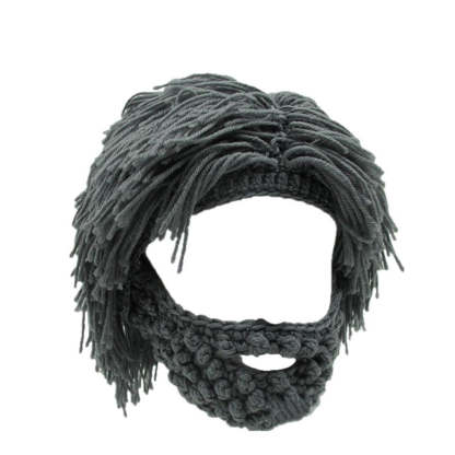 📢📢50%  OFF !! ⏰Punk-style hat with an attached simple wig and knitted beard
