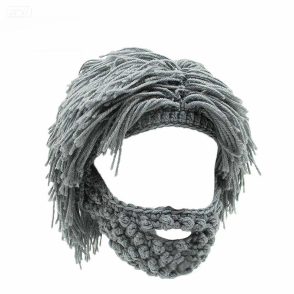 📢📢50%  OFF !! ⏰Punk-style hat with an attached simple wig and knitted beard