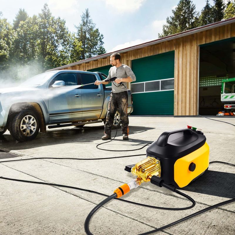 Portable Compact Pressure Cleaner, Power Cleaner with 33FT Flexible Extension Hose, 3 Nozzles, Foam Cannon for Cars, Patios, Driveways