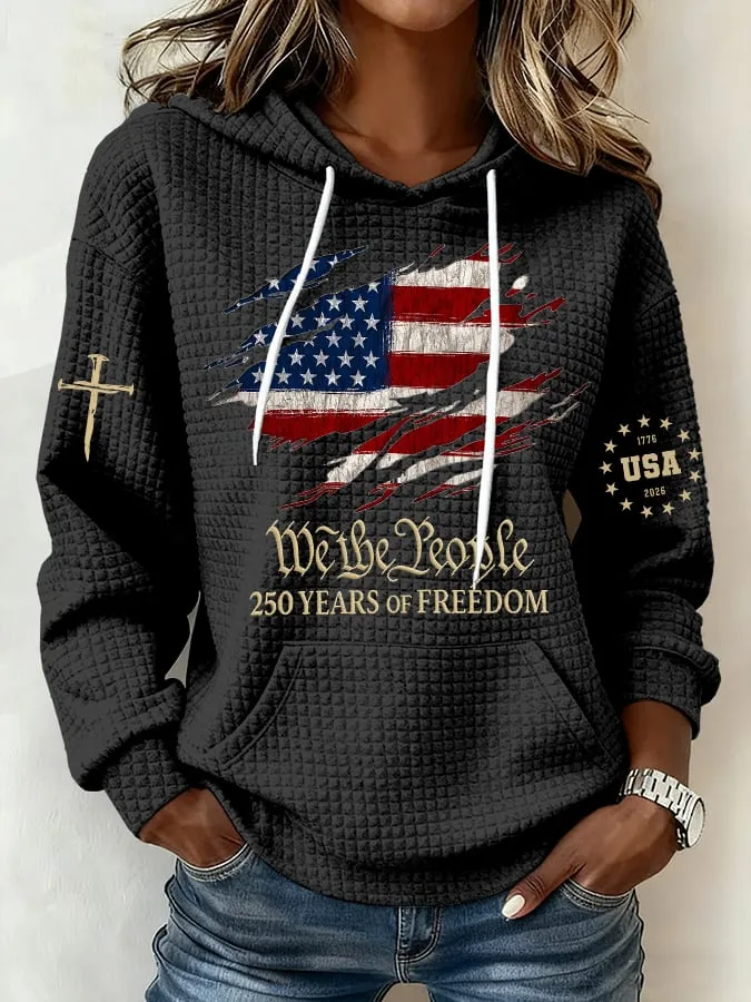 WOMEN'S 250TH AMERICA ANNIVERSARY CASUAL PRINTED HOODIE SWEATSHIRT