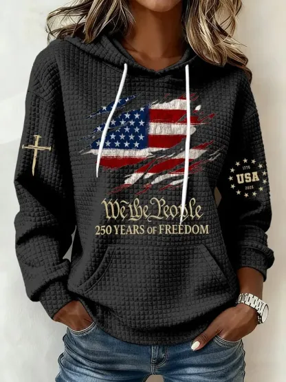 WOMEN'S 250TH AMERICA ANNIVERSARY CASUAL PRINTED HOODIE SWEATSHIRT