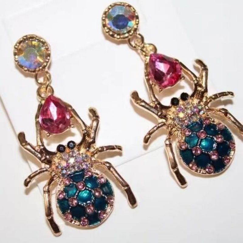 Dazzling rhinestone spider crystal earrings 