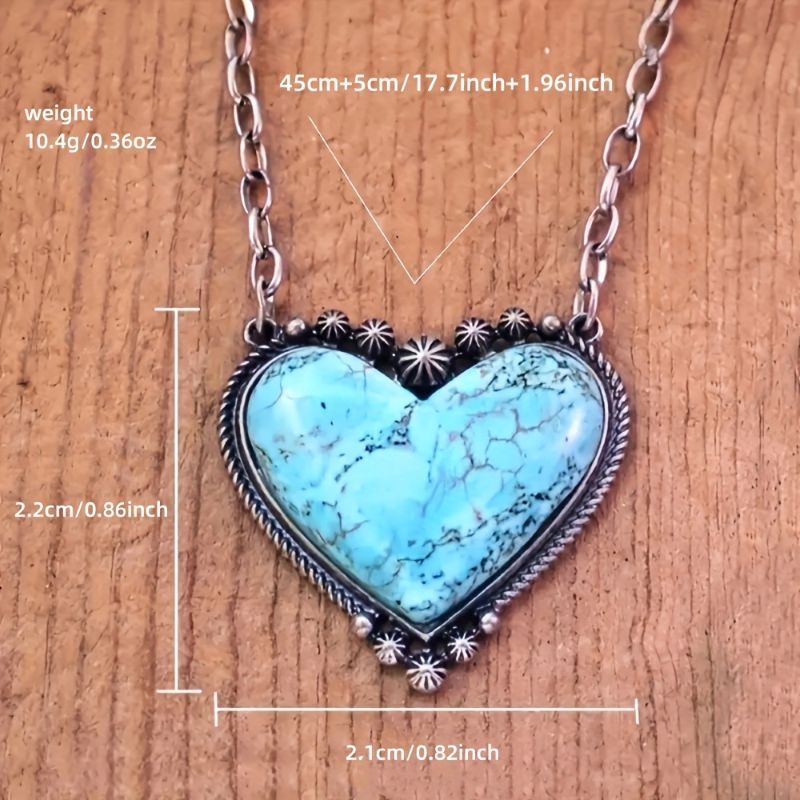 Vintage Heart Turquoise Pendant Necklace