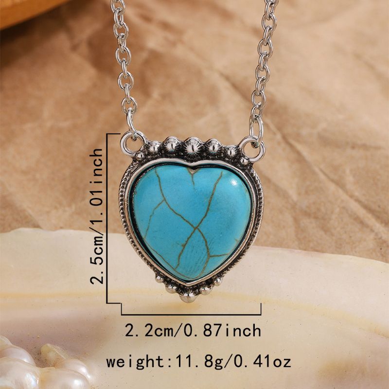 Vintage Heart Turquoise Pendant Necklace