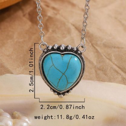 Vintage Heart Turquoise Pendant Necklace